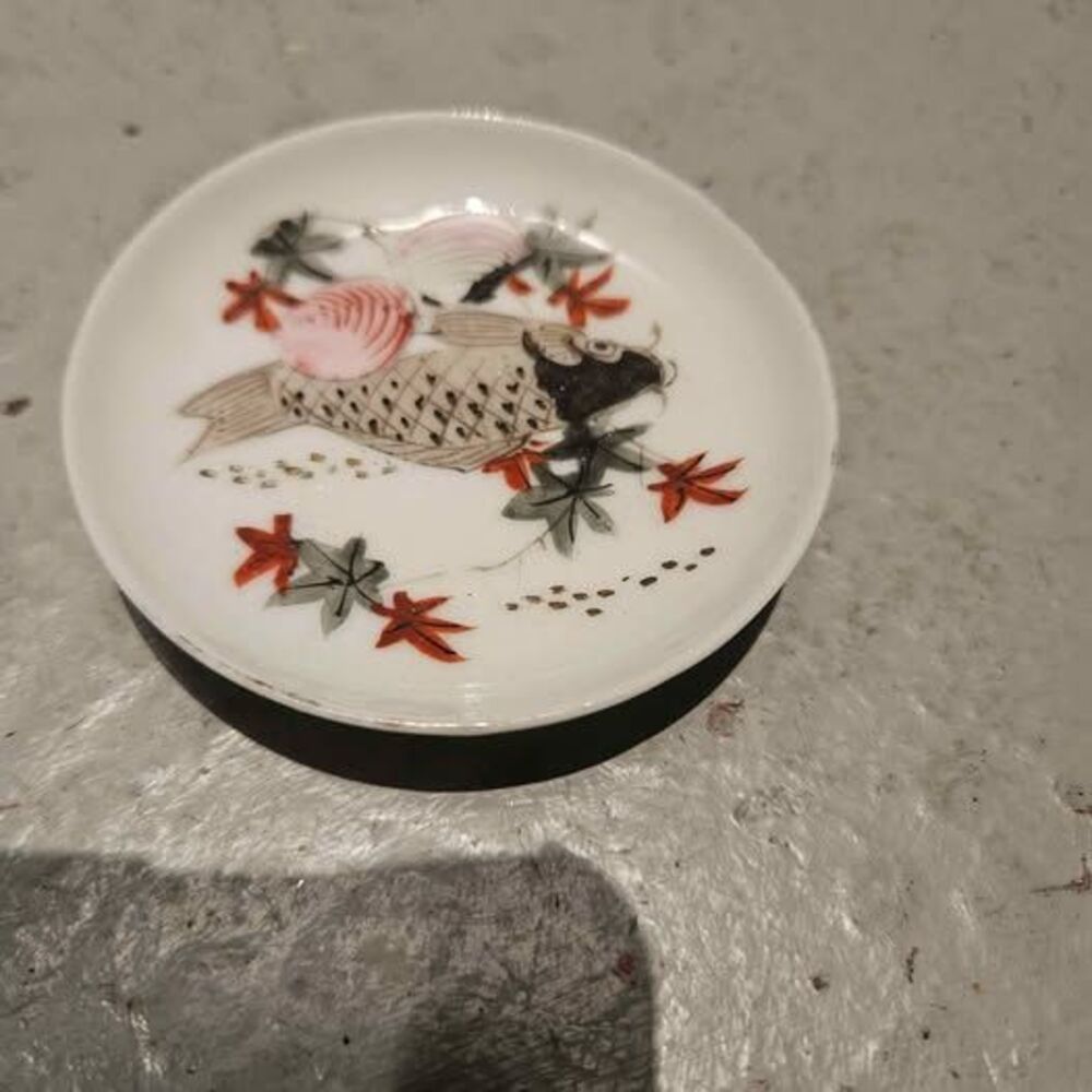 Vintage Japanese Koi Fish Porcelain Mini Dish